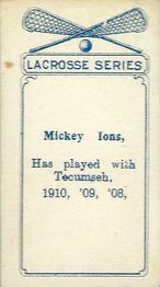 1910 Imperial Tobacco Lacrosse Color (C60) #68 Mickey Ion Back